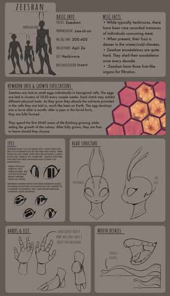 Zeeshan species sheet with general species info. Zeeshan species sheet with general species info.