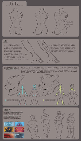 Psiju species sheet with body info.